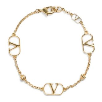 Valentino Garavani Accessoires, Dames, Geel, S, VLogo Signature Metalen Armband