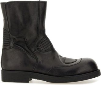 Maison Margiela Mid-Calf Black Leather Biker Boots