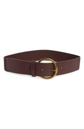 Linea Pelle Round Buckle Wide Belt in Brown at Nordstrom Rack, Size X-Large