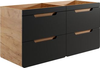 Vente-Unique Mueble suspendido para lavabo en colores naturales y antracita - 120 cm - ARUBA