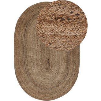 Beliani Alfombra De Yute Beige 120 X 180 Cm Trenzada Suelo Radiante Sala De Estar Dormitorio Demirci