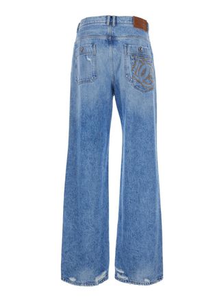 Dolce & Gabbana Ripped Faded Denim Jeans - Blue