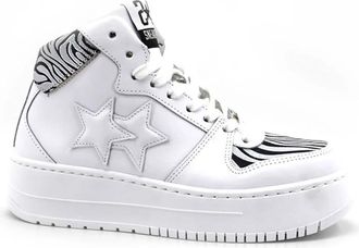2Star Sneaker High Retro - Dames - Sneakers - Wit - 36 EU - Leer - Schoenen