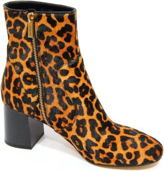 Michael Kors Heidi Cheetah Haircalf Enkellaarsjes - Dames - Laarzen met Hak - Bruin - 39 EU - Schoenen