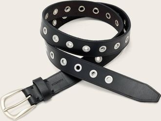 AllSaints Leather Cal Leather Eyelet Belt, Size: 30