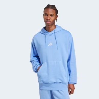 adidas Kapuzensweatshirt ADIDAS SPORTSWEAR M FEELCOZY HD, Herren, Gr. L, blau (blau fusion, wei&szlig;), Obermaterial: 70% Baumwolle, 30% Polyester, angesetztes B&uuml;