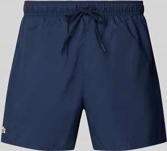 Lacoste Badeshorts mit Logo-Stitching in Dunkelblau, Gr&ouml;&szlig;e XL
