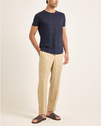 Orlebar Brown Ob T Linen Tailored Fit Crewneck T-Shirt in Night Iris at Nordstrom, Size Xxx-Large