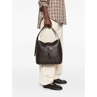 Hogan Grained Leather Tote Bag - Brown