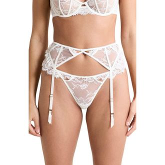 Etam Beloved Porte Jartelle Lace Garter Belt in White at Nordstrom, Size Medium