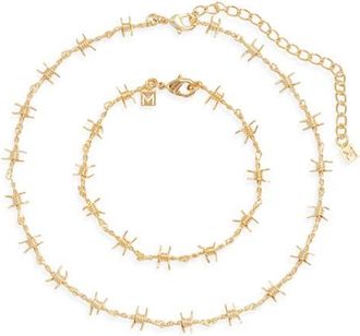 The M Jewelers NY The Barbwire Necklace & Bracelet Set in Gold at Nordstrom