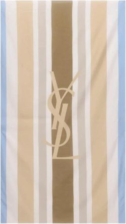 Saint Laurent Gestreepte Sjaal - unisex - Sjaals - Bruin - ONE Size - Katoen - Accessoires