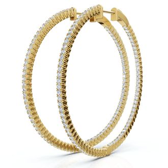 Pompeii3 1 3/4Ct Diamond Inside Outside 2 Tall Hoops Earrings Lab Grown