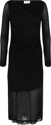 Ferragamo Womens Ruched Long Sleeve Mini Dress In Black