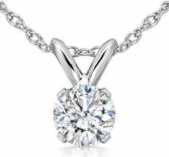 Pompeii3 1/3ct Round Solitaire Pendant 14k White Gold Diamond Necklace