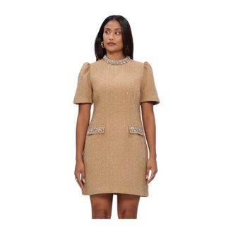Lina Locchi Kleedjes, Dames, Beige, XL, Ll-Agnese Mini Jurk