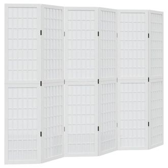 Berkfield Home Room Divider 6 Panels White Solid Wood Paulownia