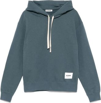 Jil Sander Logo-patch Katoenen Hoodie - Heren - Hoodies - Grijs - M - Katoen - Hoodies & sweatvesten