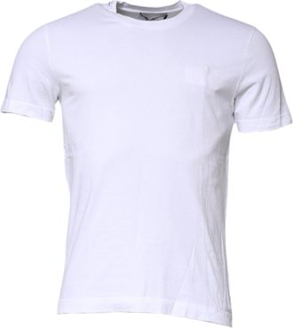 Dolce & Gabbana White Cotton Men Crew Neck Tee Mens T-shirt (Pre-Owned)
