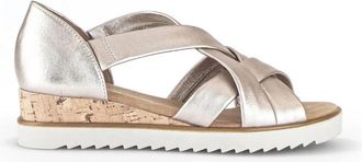 Gabor Platte Sandalen - Heren - Sleehakken - Beige - 40 1/2 EU - Leer - Schoenen