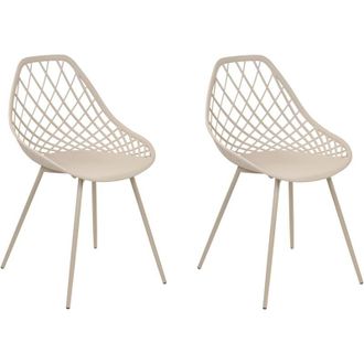 Beliani Set of 2 Dining Chairs CANTON II Beige