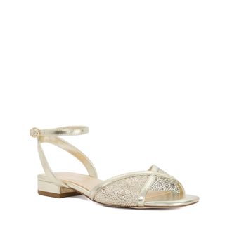 Dune London Womens Ladies Naxxos - Ankle Strap Embellished Sandals - Gold Fabric - Size UK 5