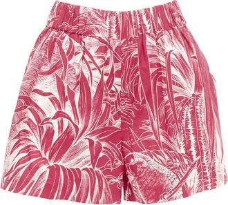 Red Valentino Tropical Parrot high waist printed shorts