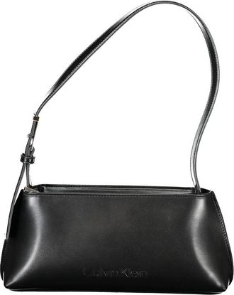Calvin Klein Womens Margaux Shoulder Bag Leather Handbag - Black