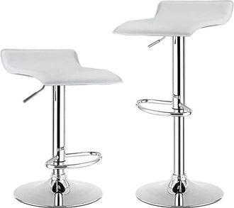 Costway Costway Taburete Alto Giratorio 360 &deg;, Taburetes Bar Ajustables En Altura De 65-86,5 Cm, Cuero De Pu, Taburete Cocina Con Reposapi&eacute;s Interiores Y Exte