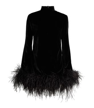 Taller Marmo Gina Feather-Trim Minidress Size S