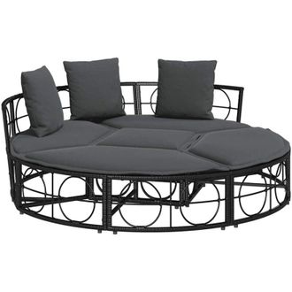 vidaXL Vidaxl - Tumbona Cama De Jard&iacute;n Sin Capota Rat&aacute;n Pe Negro