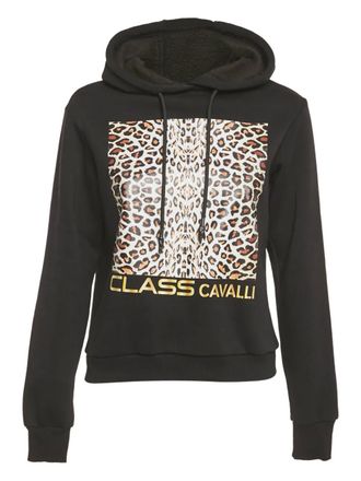 Cavalli leopard-print hoodie - Black