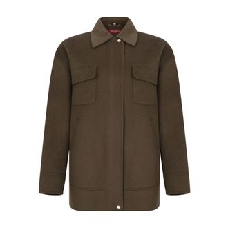 Max Mara Light Jackets, female, Green, Size: 3XS 2-in-1 Wool and Silk Padded Coat