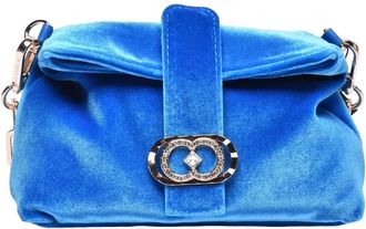 La Carrie Fluwelen Schoudertas met Kliksluiting - Dames - Schoudertassen - Blauw - ONE Size - Tassen