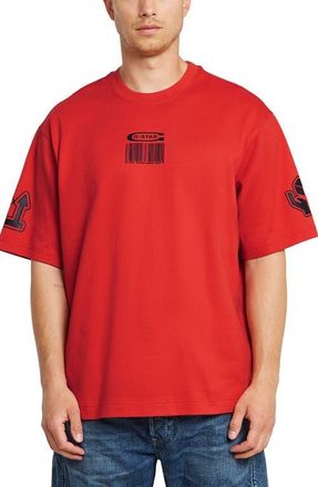 G-Star Barcode Boxy Organic Cotton Graphic T-Shirt in Light Antic Red at Nordstrom, Size Medium