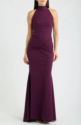 La Petite Robe Di Chiara Boni Zesika Halter Neck Jersey Gown in Barolo at Nordstrom, Size 10