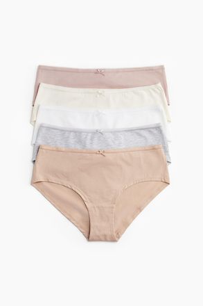 H&M 5er-Pack Baumwollhipster - Beige/Graumeliert/Weiss