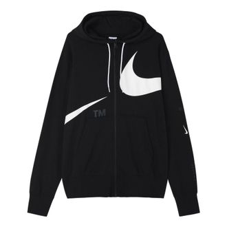 Nike Mens Nike Large Logo Printing Loose Hooded Jacket Autumn Black DD6088-010