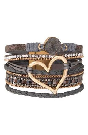 Saachi Multi Strand Wrap Bracelet in Charcoal at Nordstrom Rack