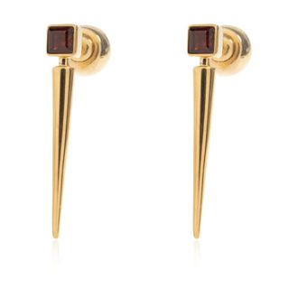Jil Sander Earrings, female, Yellow, Size: ONE SIZE Brass Earrings with Gemstone