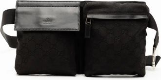 Gucci Marsupio Double Pocket in tela GG con tasche 2000-2015 - Nero