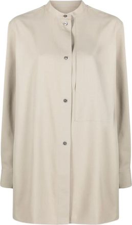STUDIO NICHOLSON Kavali Long Shirt Met Zak - Dames - Overhemden - Beige - M - Wol - Overhemden