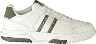 Tommy Hilfiger Witte Heren Sneakers met Groene Details - Heren - Sneakers - Wit - 40 EU - Leer - Schoenen