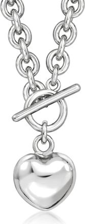 Ross-Simons Italian Rhodium-Plated Heart Toggle Necklace