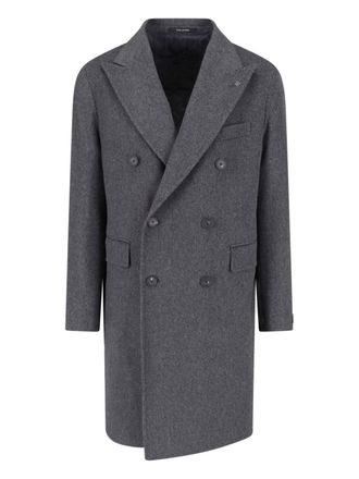 Tagliatore Grey Virgin Wool Peak Lapel Coat