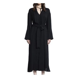 STUDIO NICHOLSON Midi Dresses, female, Black, 2XS, Black High Collar Long Sleeve Dress