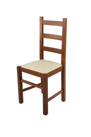 Tommychairs Tommychairs Silla Rustica En Haya Color Nuez Claro Y Asiento En Polipiel Marfil