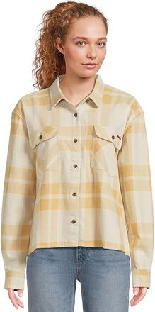 Salty Crew Nomad Flannel Womens Clothing Sand : LG, Cotton/Flannel