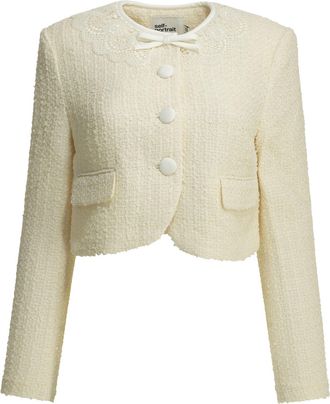 Self Portrait Zelfportret boucl&eacute; blazer met kanten details