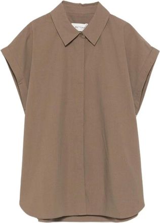 Matteau Shirts, female, Brown, Size: L Cap-sleeve Concealed-button Shirt